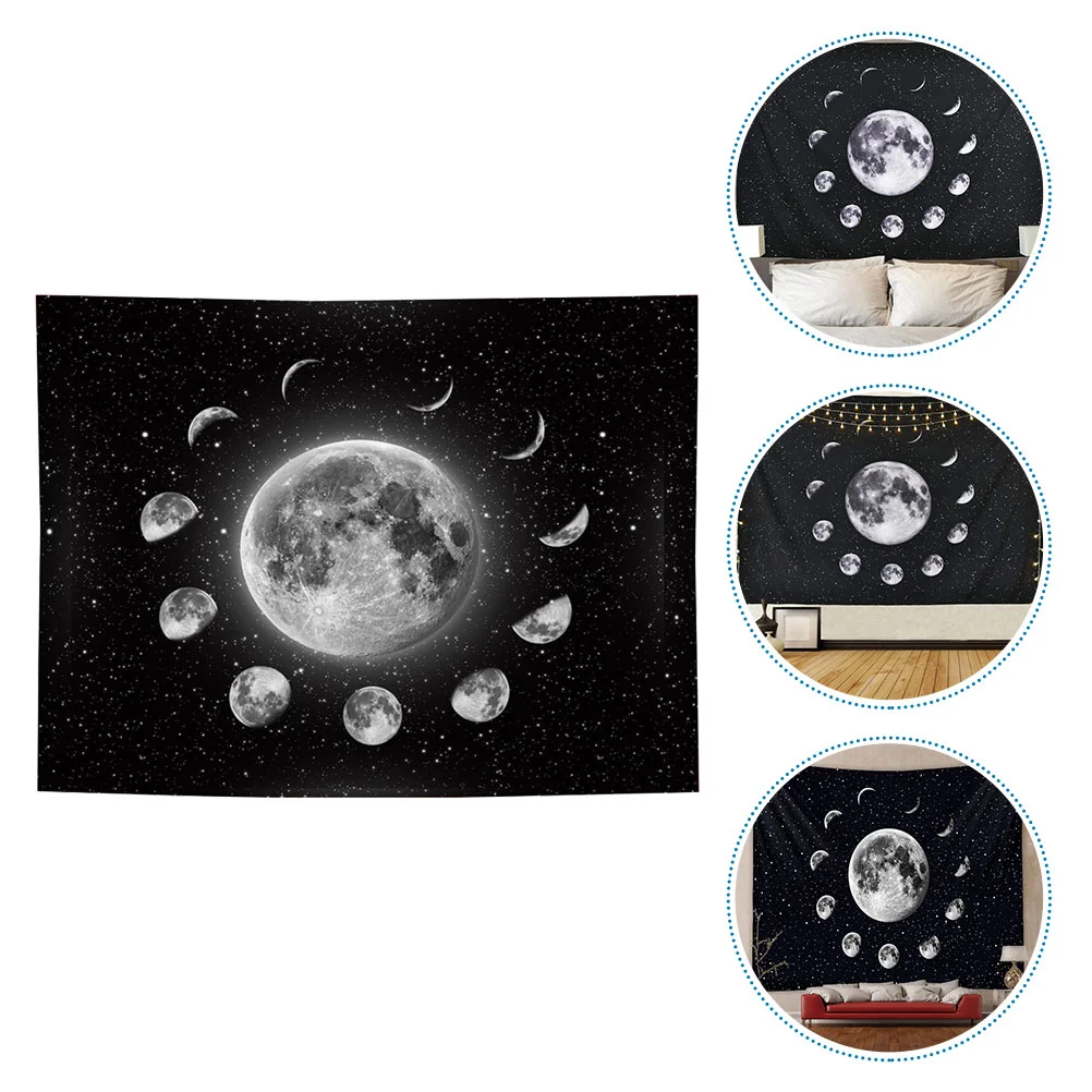 

Tapestry Wall Moon Hanging Space Artdecor Mystic Carpet Decorative Aesthetic Phase Blankets Blanket Background Stars Sky Night