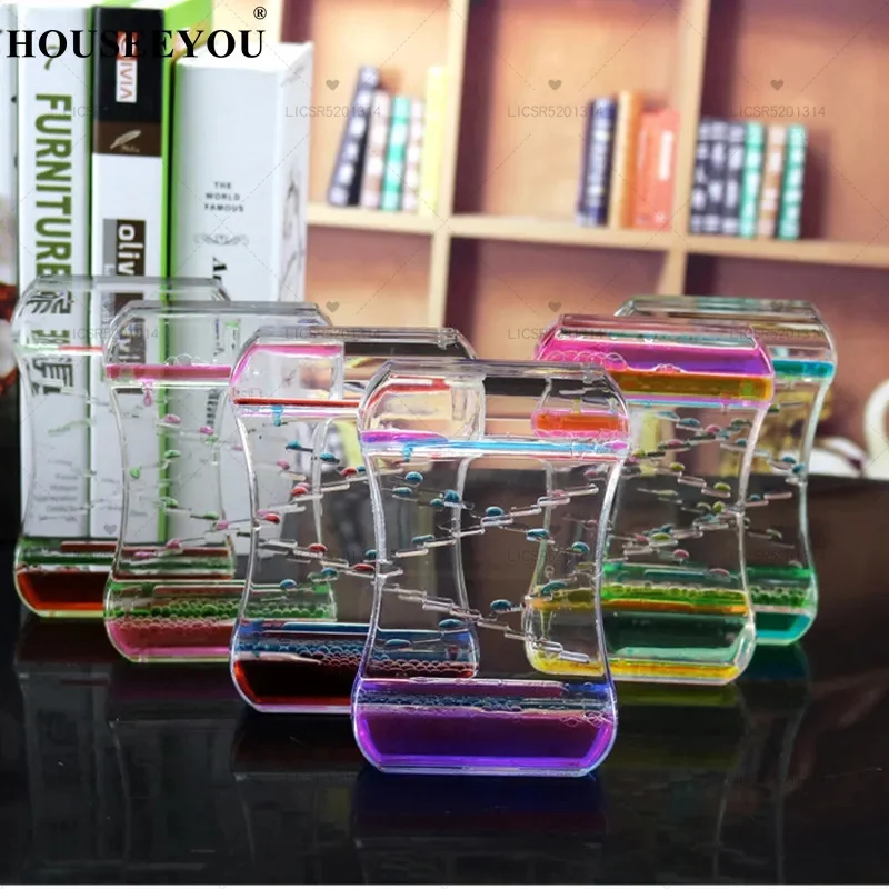 

New Decompression Oil Leak Two-color Crystal Drop Acrylic Decoration Crafts Time Hourglass Student Gift Home Ornament Toy Gift