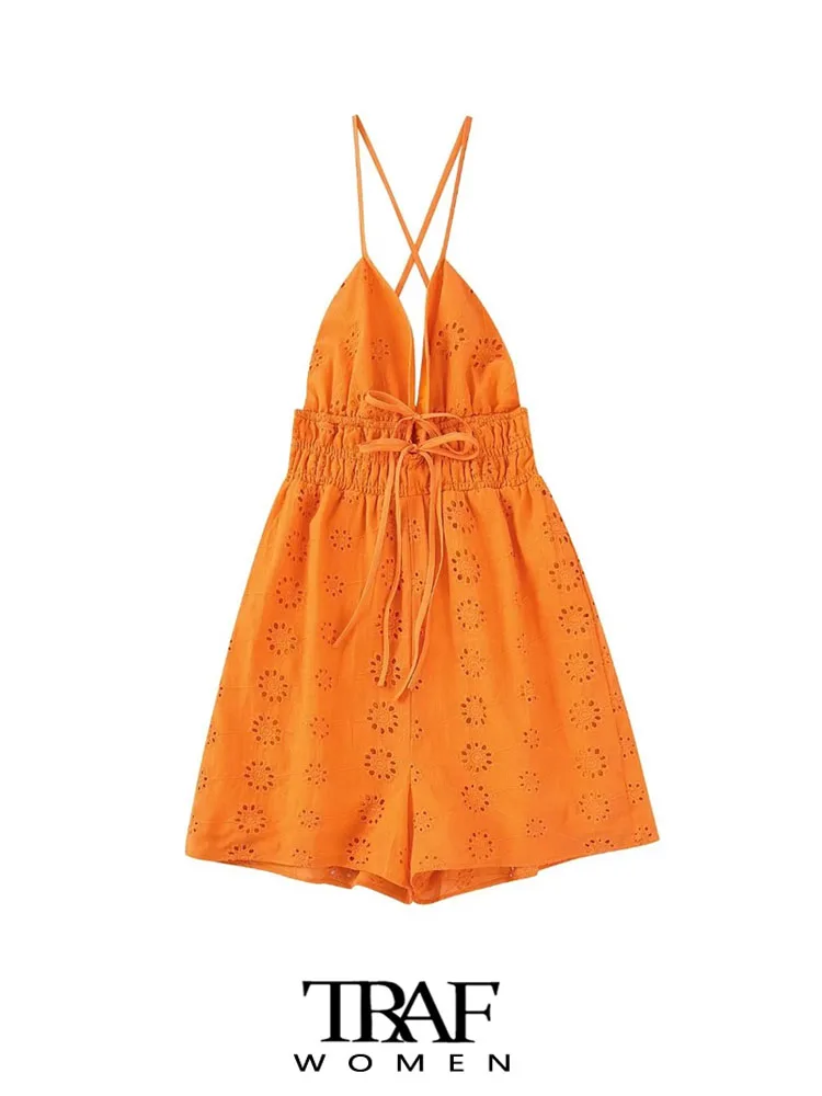 

Комбинезон женский с вышивкой, на тонких бретельках, с открытой спиной