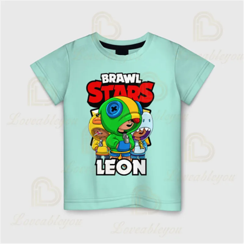 

Default Leon Sally Shark Stars T-shirt Tees Light Green Color Kids 3d Boys Girls Short Sleeve T Shirts Baby Clothes
