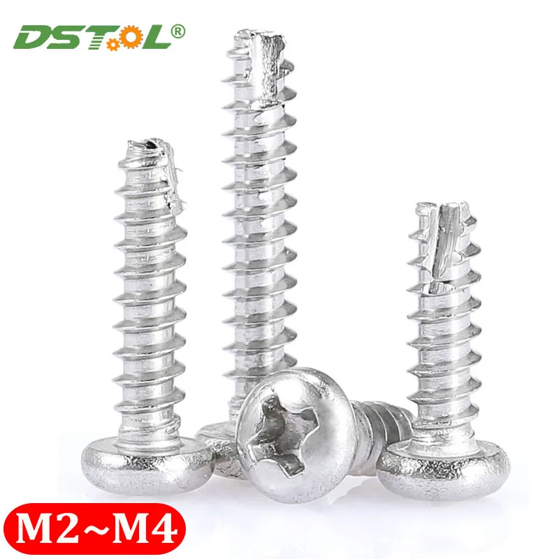 Винты саморезы M2 M2.3 M2.6 M3 M4 304 из нержавеющей стали с крестовой выемкой и плоской