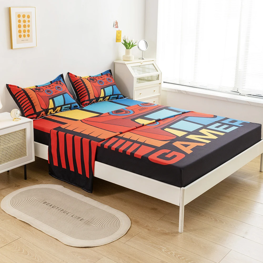 

Gamepad Bedding Sheet Set For Boys Bed Gamer Handle Fitted Sheets Microfiber Bed Sheets Twin Flat Sheet Fitted Sheet Pillowcase