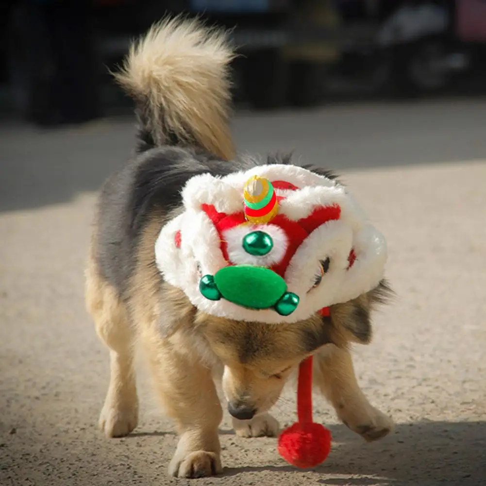 

Pet Hat Lovely Fine Workmanship Soft New Year Pet Cats Dogs Lion Dance Cap for Festival Pet Headwear Pet Headgear