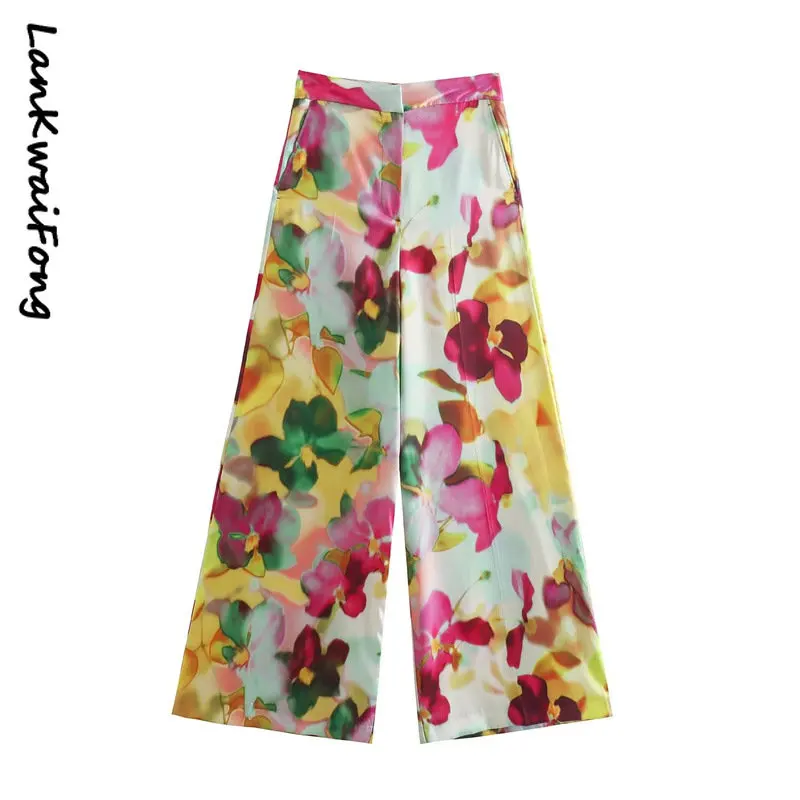 

LKF Summer Casual Ladies Wholesale New Printed Trousers Fashion Casual Loose Wide Leg Pants
