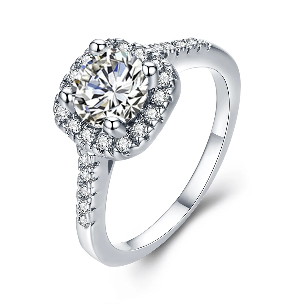 

UFOORO Engagement Ring for Women Wedding Rings White Gold Silver Color Ring White Birthstone Square CZ Jewelry