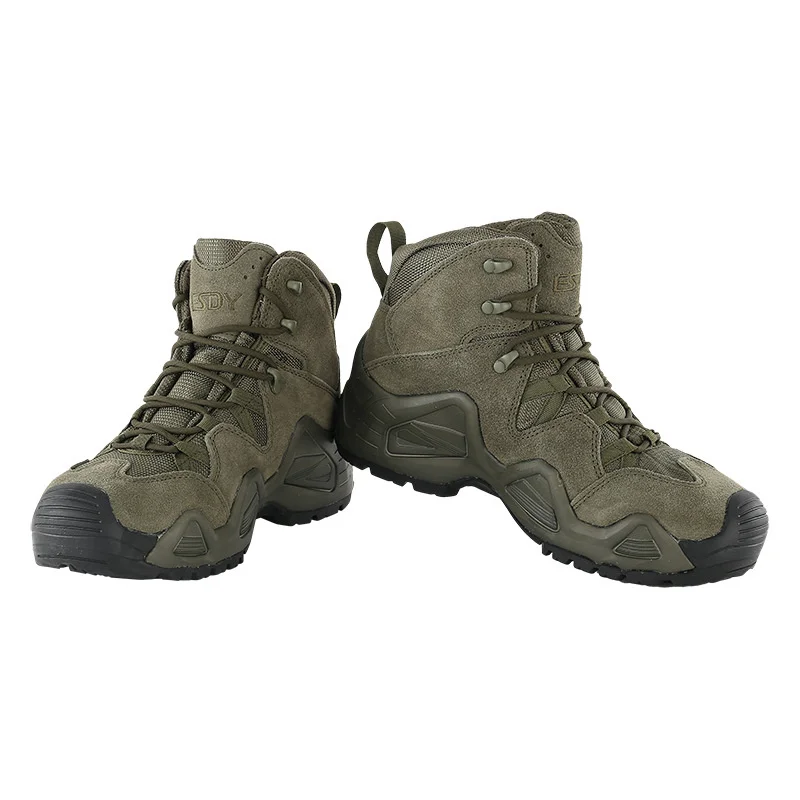 Men's Outdoor Tactical Combat Boots Breathable Anti-Piercing Anti-Collision Wear-Resistant Nylon Boots Waterproof Climbing Shoes