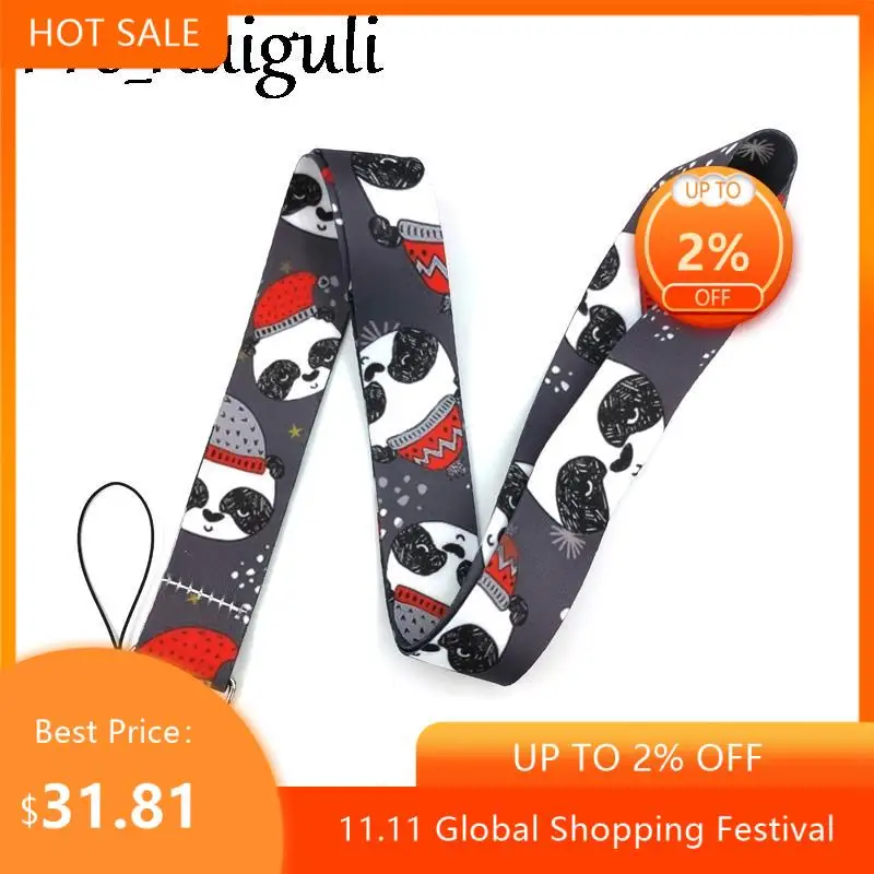 

30pcs Christmas Snowman Panda Keychain Lanyards Id Badge Holder ID Card Pass Gym Mobile Phone Badge Holder Key Strap webbings