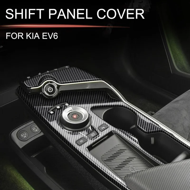 

For Kia EV6 Central Control Shift Panel/Gear Position Panel Cover Trim Carbon Fiber Style Car Interior Accessories 2021-2023