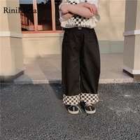 rinilucia childrens summer pants 2022 new baby loose pants girls boys casual pants summer flanging plaid childrens pants