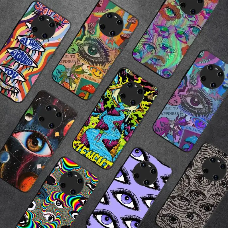 

Trippy Psychedelic Mushrooms Eye Phone Case For Huawei Y 5 Y62019 Y52018 Y92019 Luxury funda case for 9prime2019
