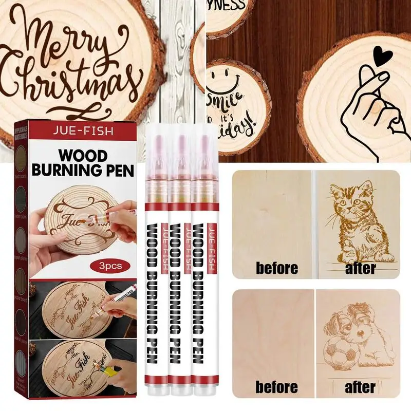 Marker Pens Waterproof Wood Pen Burned Marker Pyrography Caramel Scorch Pens Safe Non-toxic Art Pyrography Tools Kid Gift