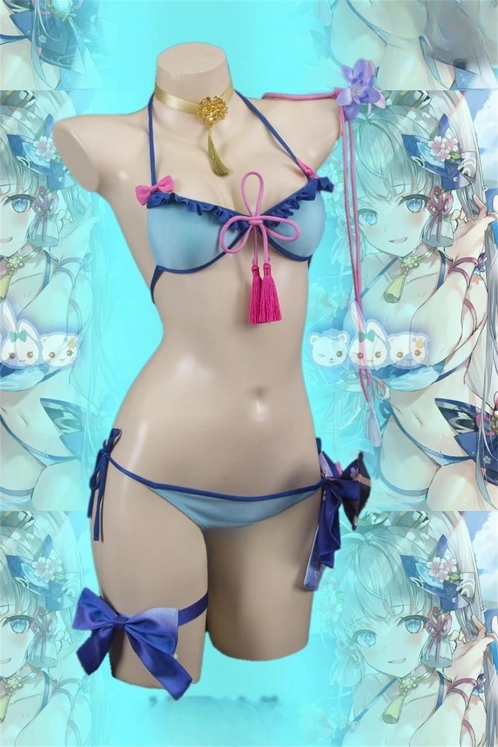AGCOS Genshin Impact Kamisato Ayaka Косплей Csotume Купальники Бикини Doujin Sukumizu Сексуальный