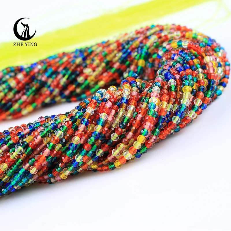 

Zhe Ying Cheap Mix Colors 15inches Hydro Round Micro Faceted Crystal Spacer Loose Beads for DIY Jewelry Making
