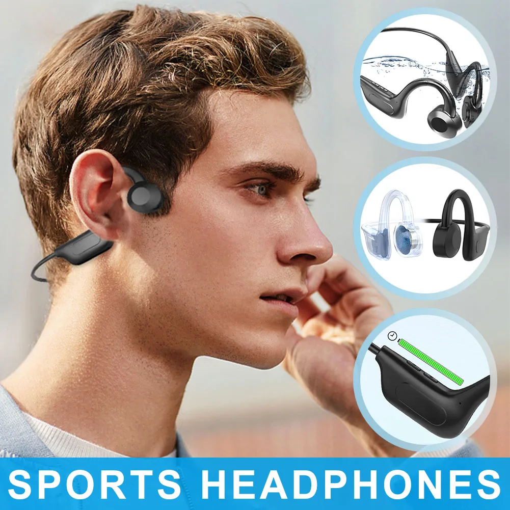 

VG02 Гарнитура костной проводимости, беспроводные наушники с открытым ухом, Bluetooth-совместимые наушники V5.1, шумоподавление, крючок, стиль QJY99