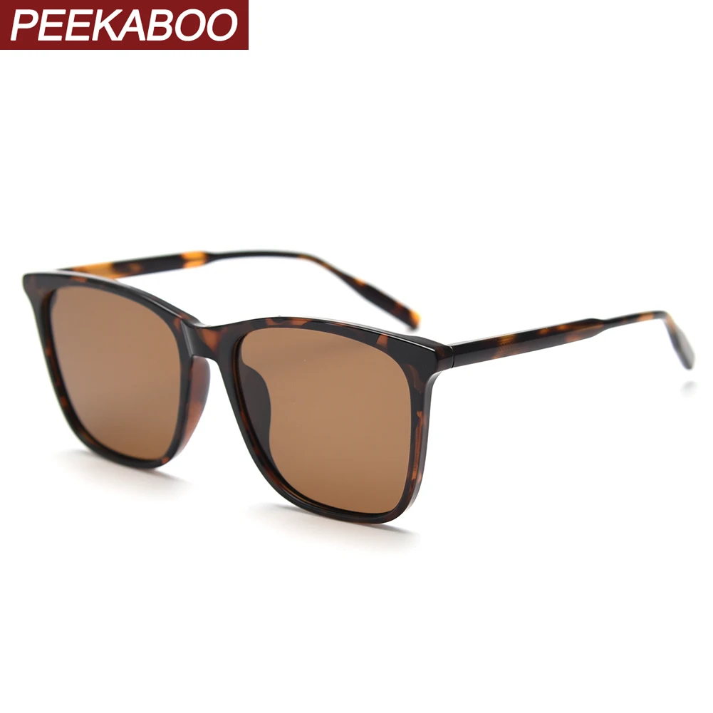 

Peekaboo big frame sunglasses polarized men acetate TR90 square sun glasses for women fashion high quality leopard brown green