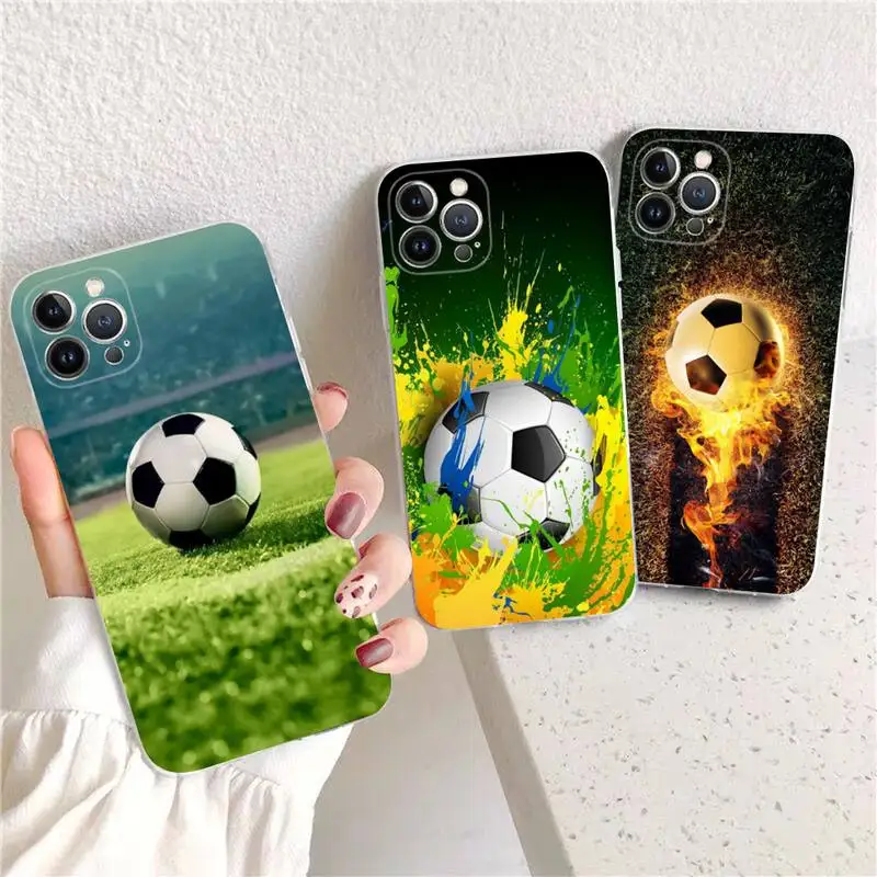 

RuiCaiCa football soccer Phone Case For iPhone 14 13 12 11 Pro Max XS X XR SE 2020 6 7 8 Plus Mini Transparent Shell