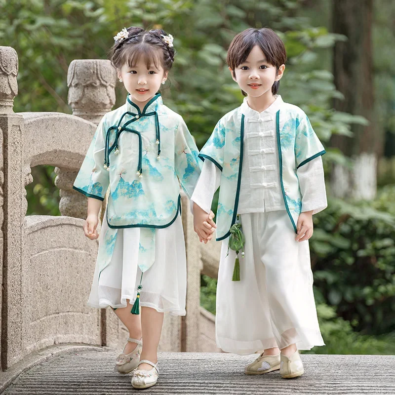 Модная детская традиционная китайская одежда Hanfu для выступлений комплект