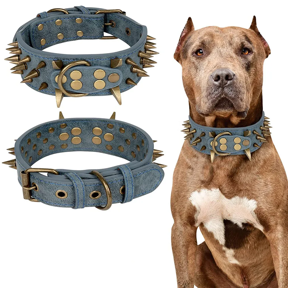 

Adjustable Spike Bite Collar Collar Sharp German Fit Protection Big From Studded Spiked Dog Neck Dog Shepherd Doberman Pitbull