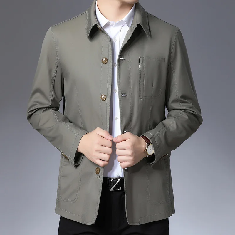 

Windbreaker In The Long Men's Winter Cotton Father's Loose-fitting Jacket 2022 New Middle-aged Casual Coat Trench Coat Men