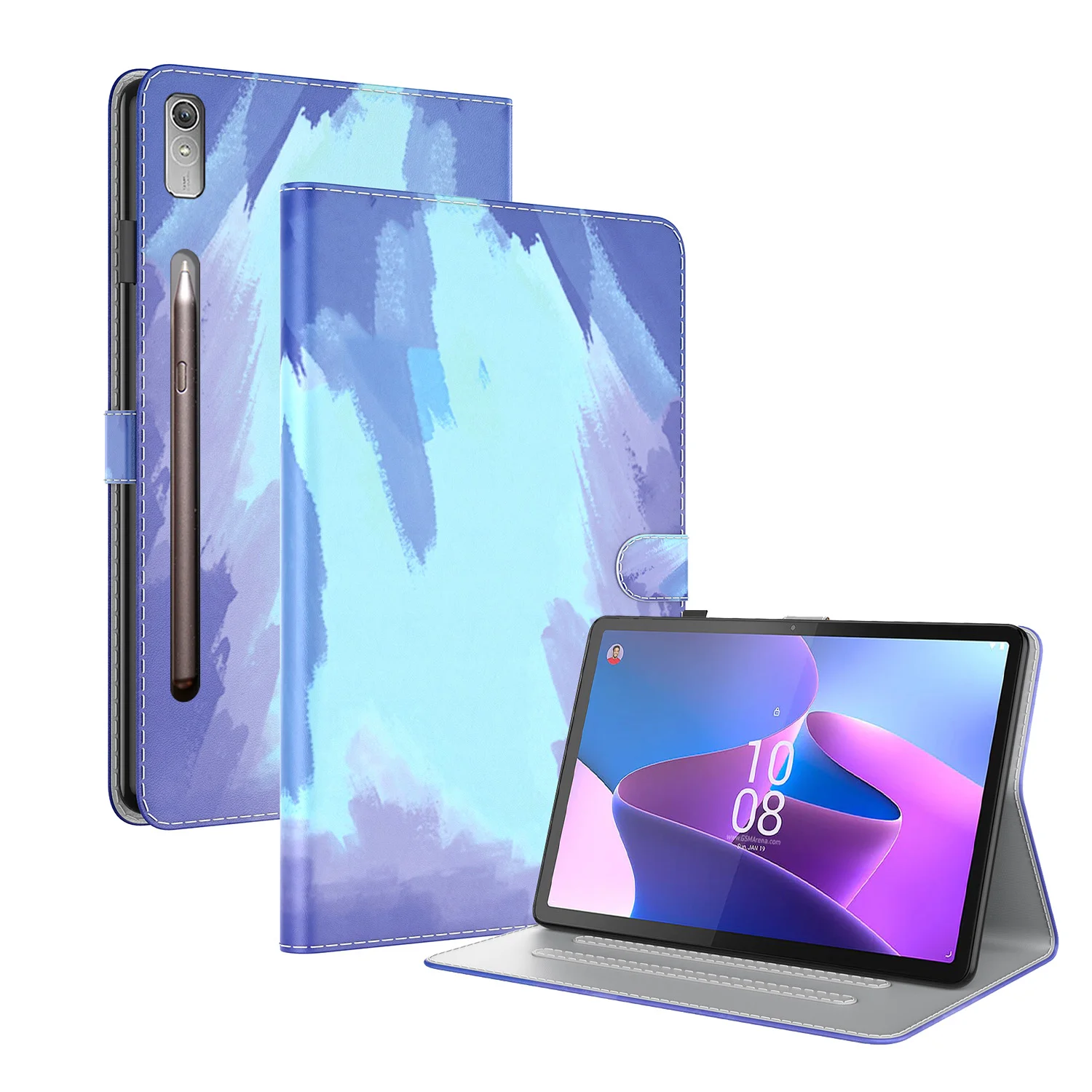 

For Lenovo Tab P11 Pro Gen 2 11.2 2022 TB-132FU Case Watercolor Leather Wallet Tablet Cover For Lenovo Xiaoxin Pad Pro 11.2 Case