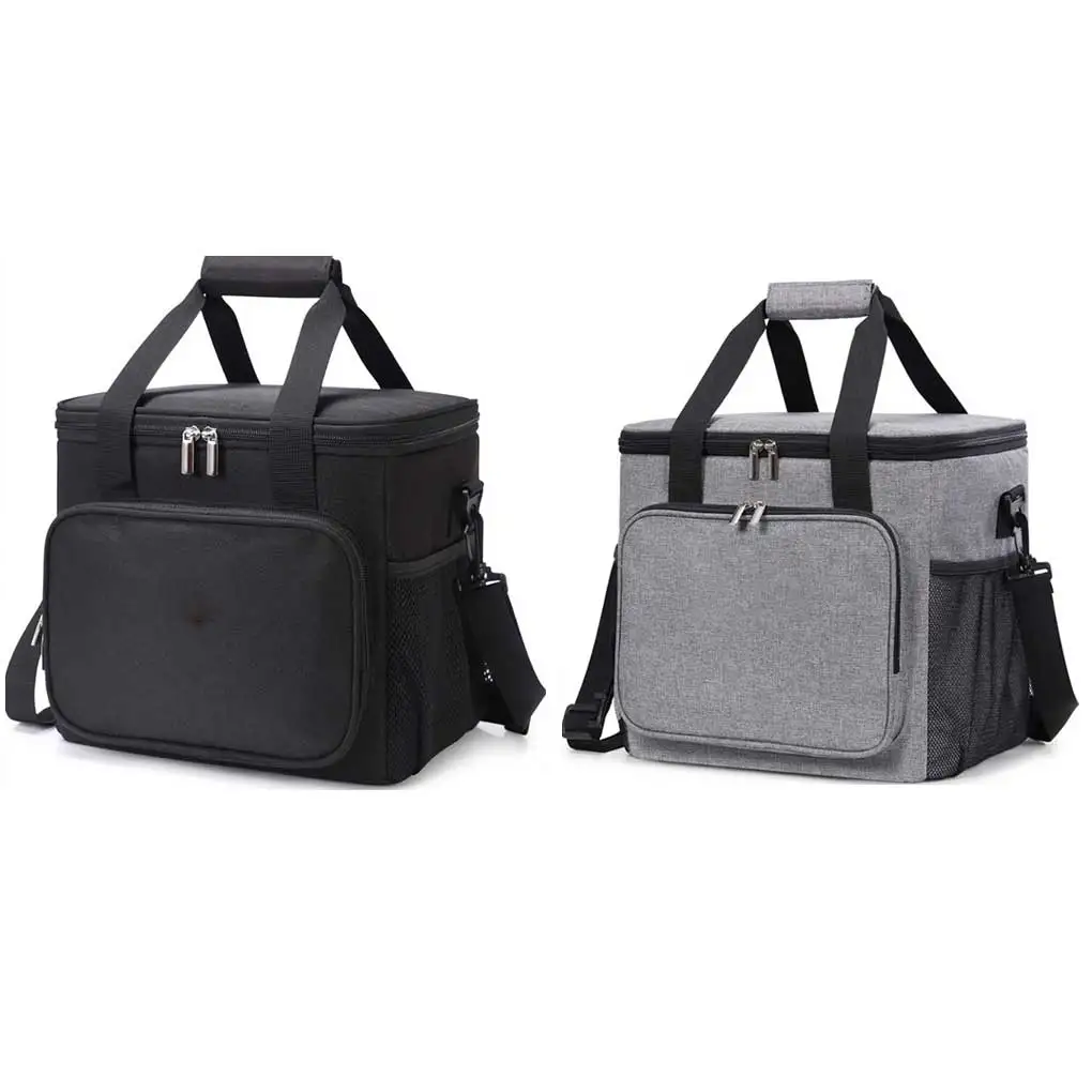 

Portable Lunch Box Bag Zipper Thermal Food Cooler Fresh Keep Large Capacity Picnic Storage Container Tote Case Grey