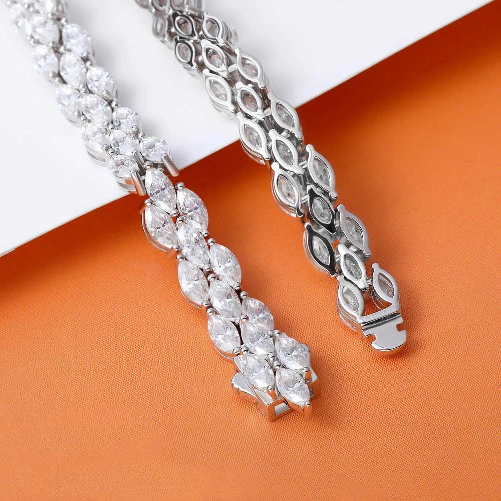 Теннисный браслет из муассанита огранки маркизы 3*6 мм для женщин оригинальные