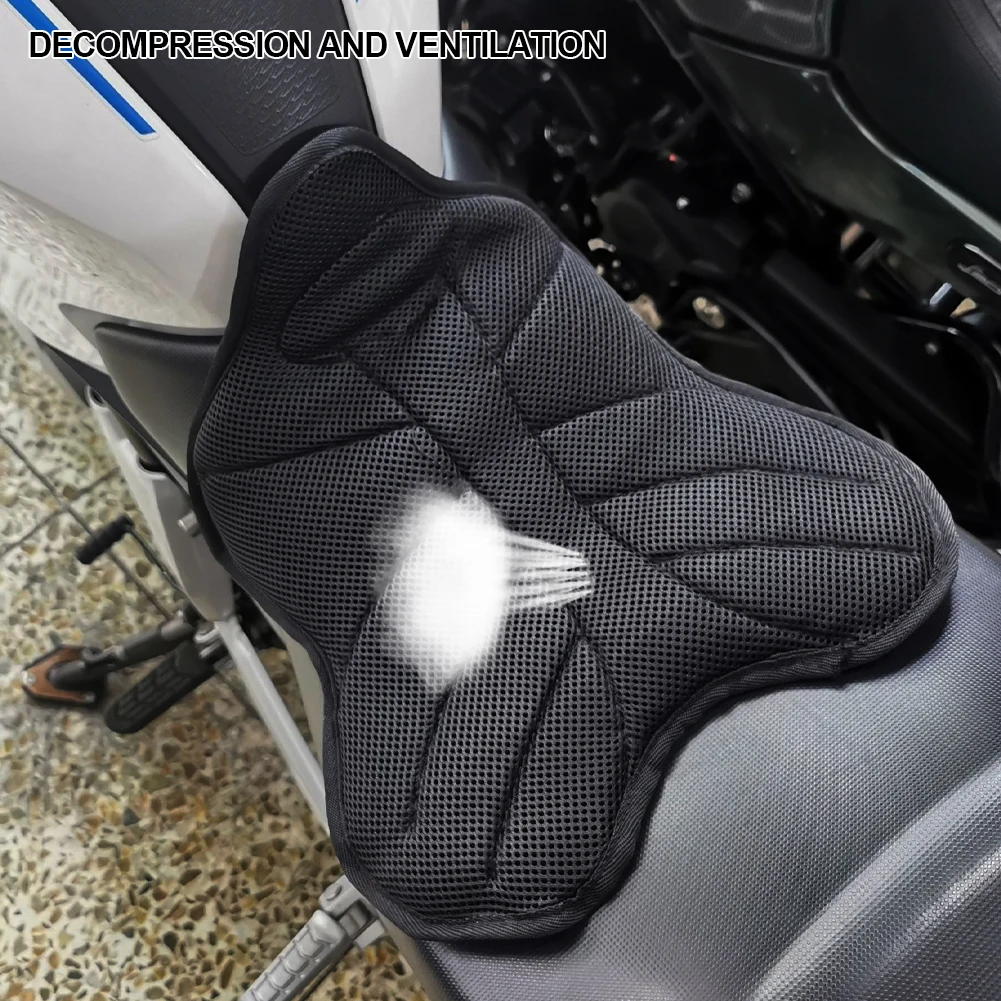 

Motorcycle Gel Seat Cushion Breathable Heat Insulation Air Pad Cover Anti Slip Sunscreen Seat Cover Shock Absorption Four Season
