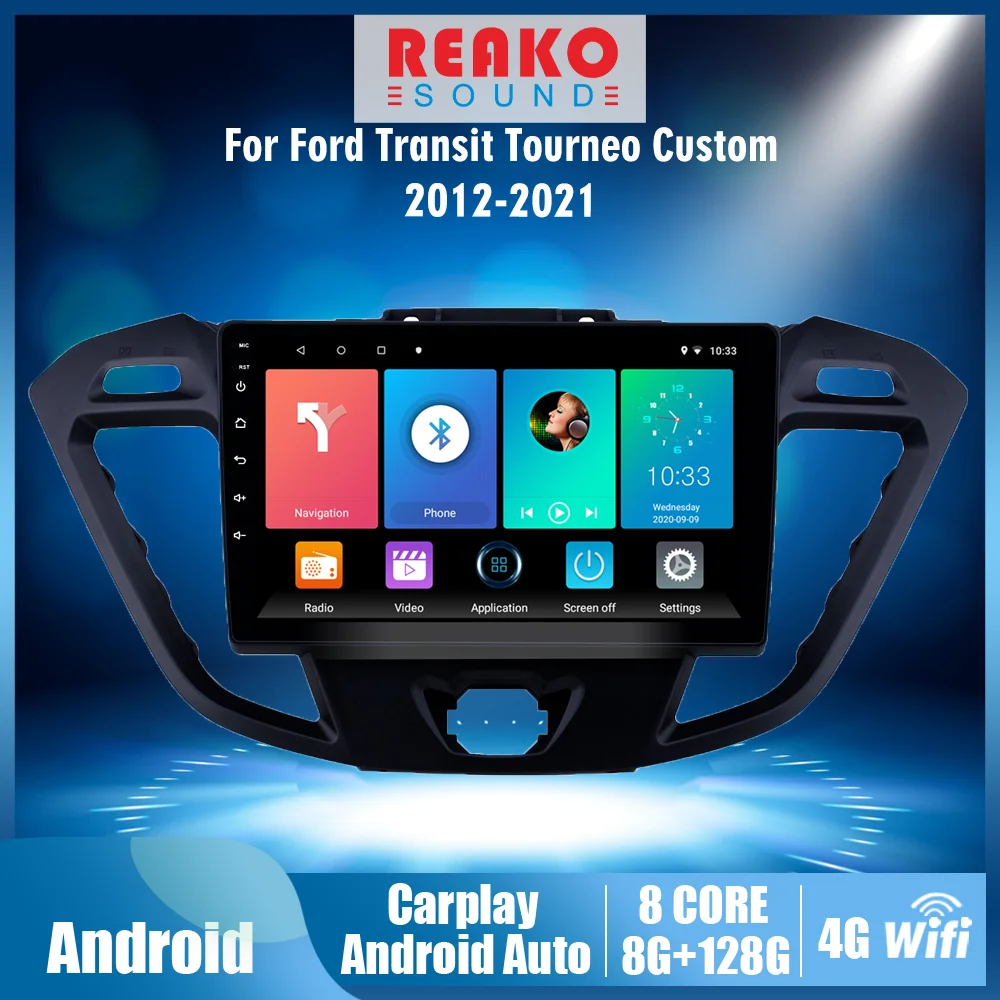 

9 Inch 2 Din Car Multimedia Player Android 4G Carplay Wifi GPS Navigation For Ford Transit Tourneo Custom 2012-2021 Head Unit