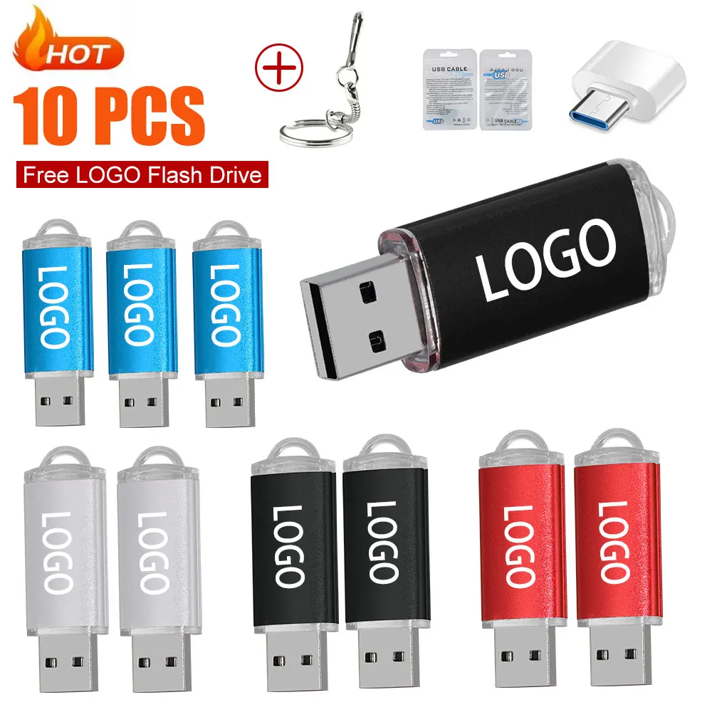 

10 шт./партия, флеш-накопитель USB 2,0 с логотипом