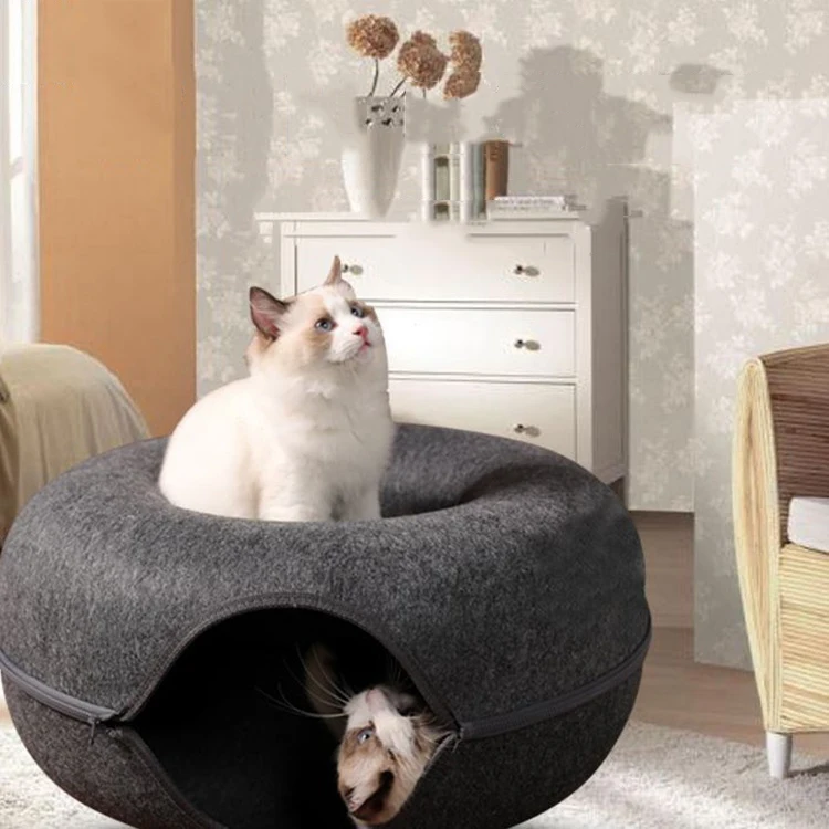 

Donut Cat Bed Pet Cat Tunnel Interactive Game Toy Cat Bed Dual-use Indoor Toy Kitten Sports Equipment Cat Training Toy Cat House