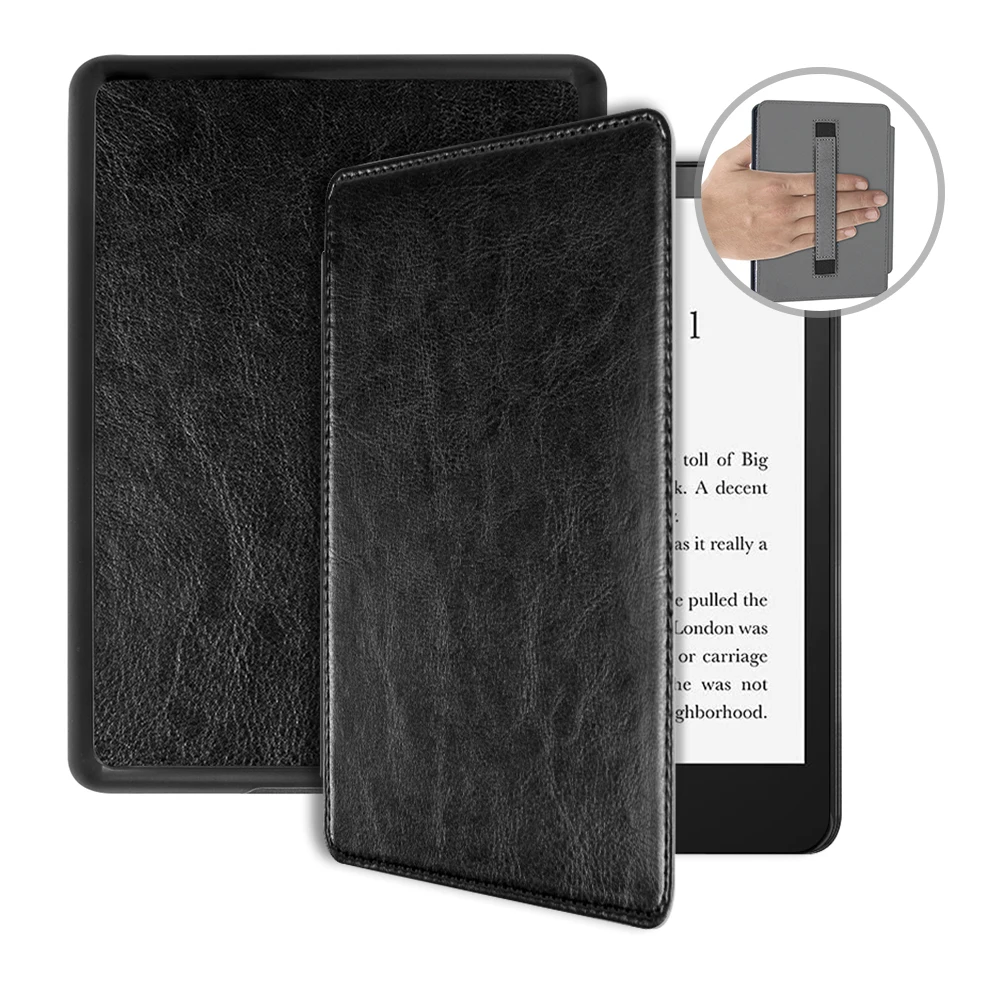 

Premium PU Leather Magnetic Tablet Cover 6.8" For Kindle Paperwhite 5 (2021) Case Auto-Sleep/Wake Hand Strap+Stylus+Screen