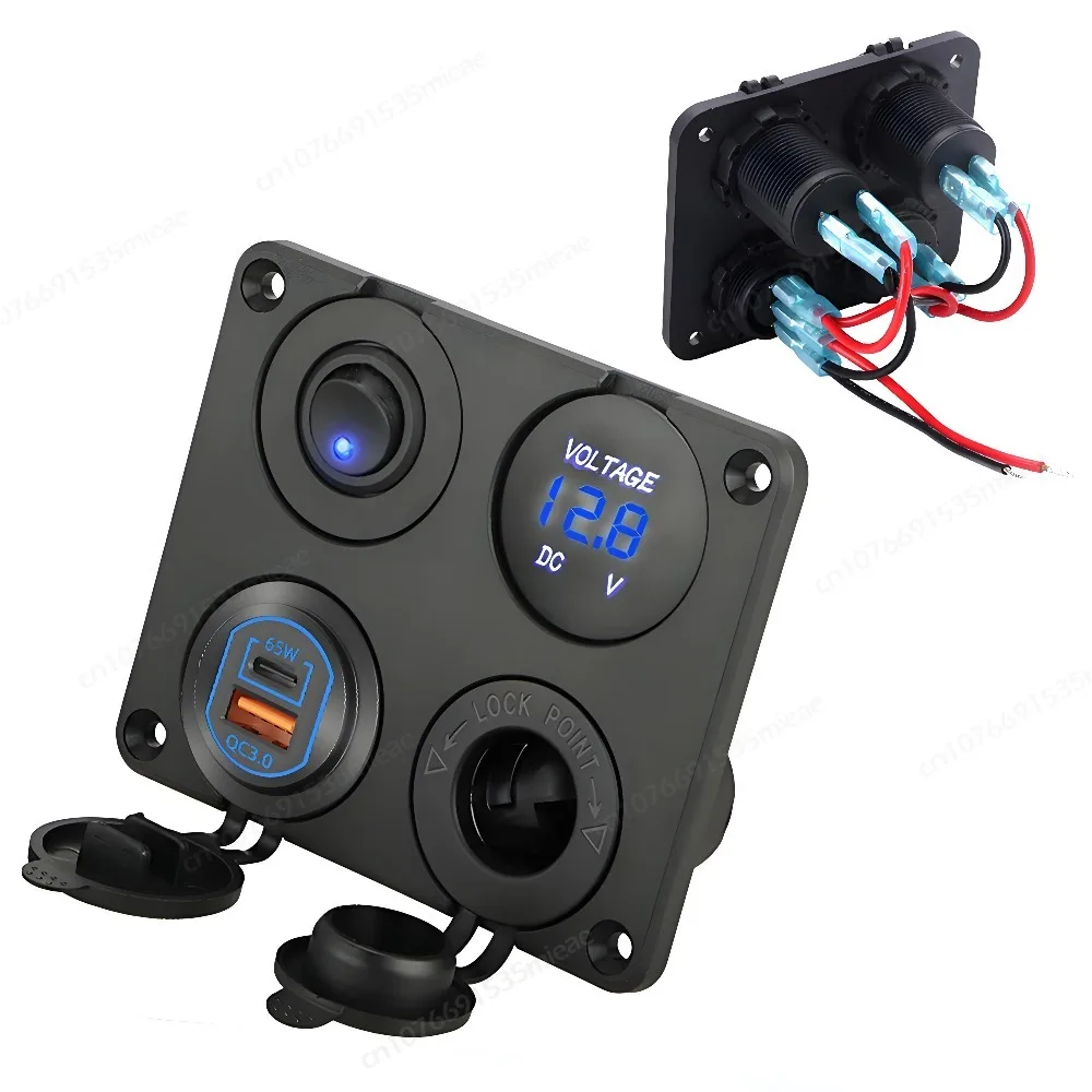 

12 В USB-розетка 83 Вт PD3.0 QC3.0 USB-зарядное устройство Разветвитель прикуривателя с кулисным тумблером для грузовика RV Marine