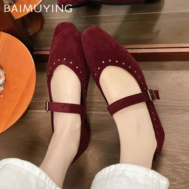 Женские туфли на среднем каблуке замшевые туфли-лодочки с квадратным носком