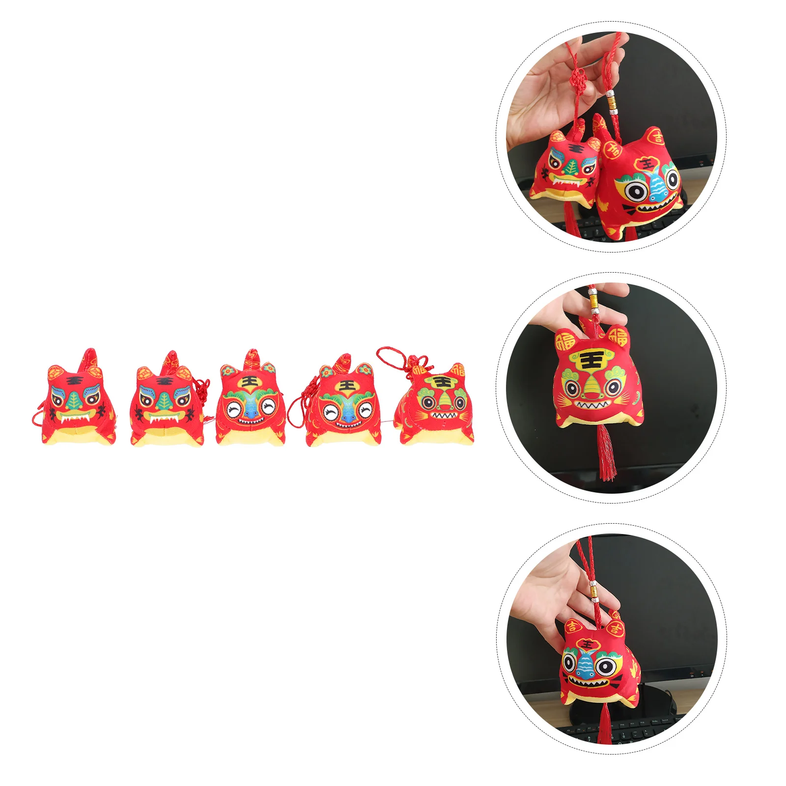 

5Pcs Year Of Mascot Stuffed Mascot New Year Decorations Plush Ornament Cartoon Pendant