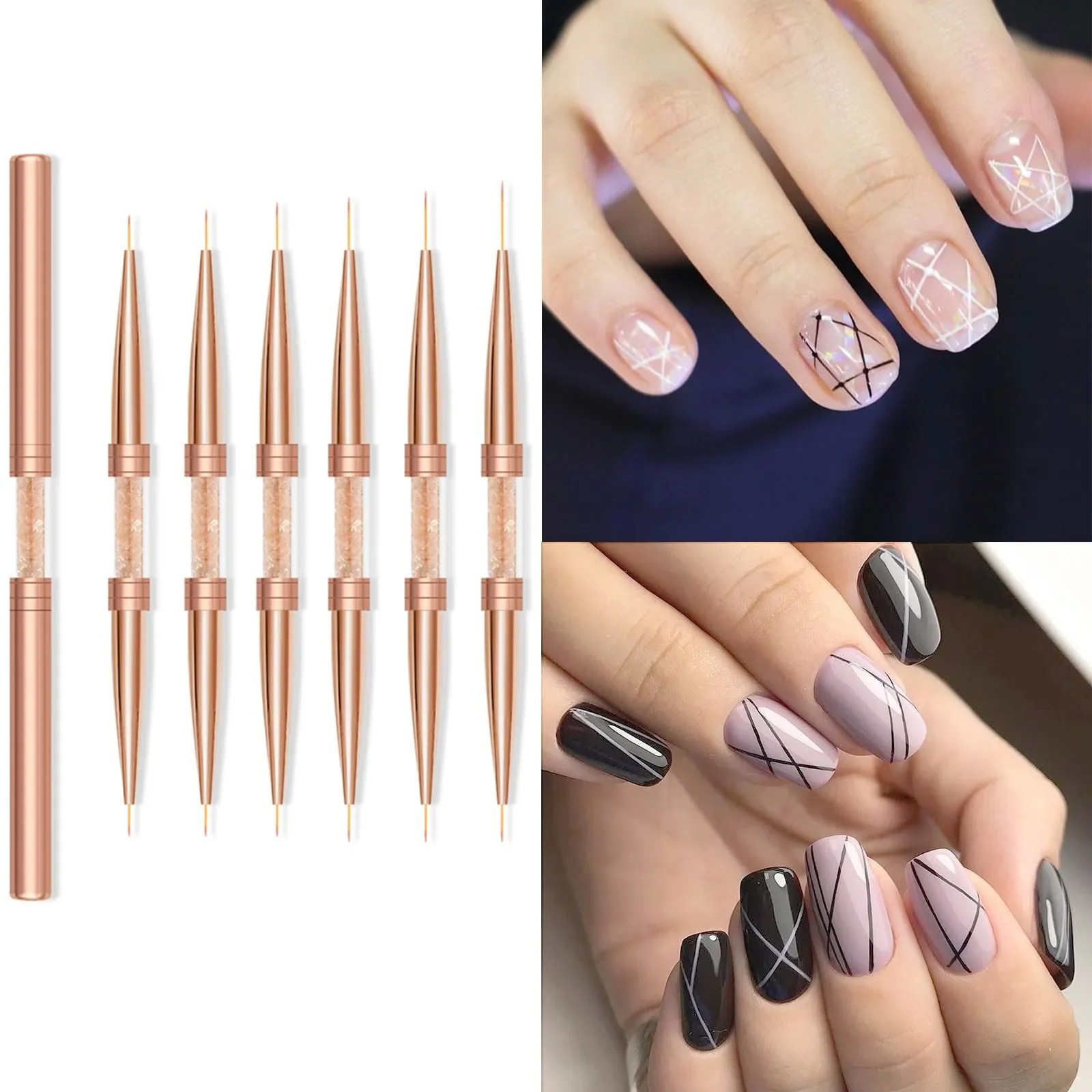 

NEW2023 Nail Brush Elegant Nail Pen Set With Shiny Handle Easy To Use Eyeliner Tool Suitable For Home Salon Nails Design