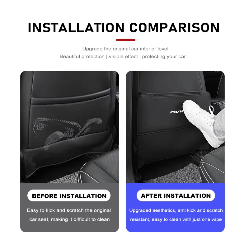 Фото Для автомобильного сиденья Honda Anti-Kick Pad Half Pack Anti-Dirty Mat Storage Cover typer civic 4d 10-го поколения 8 2014 2015 2016 2017 №3