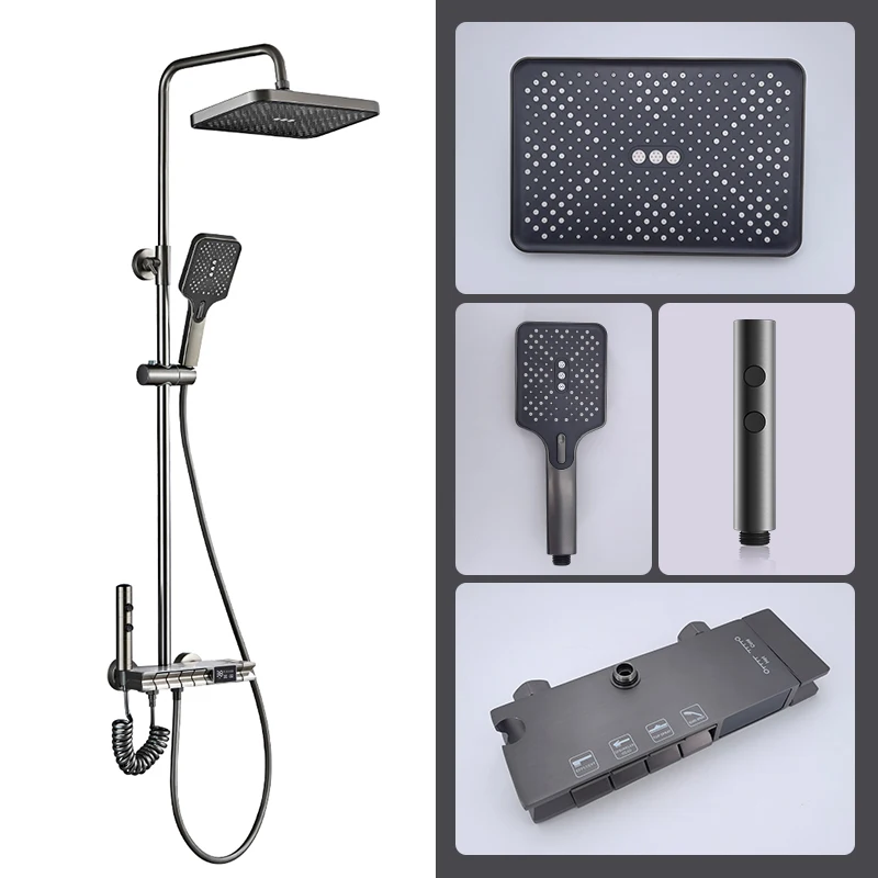 

Умная душевая система VGX, интеллектуальный смеситель для душа с цифровым дисплеем для ванной комнаты, 4-сторонний смеситель для ванной комнаты с дождевой водой, набор для душа-биде