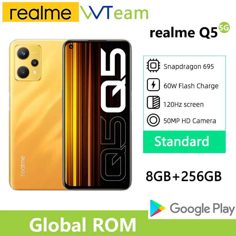 

realme Q5 SmartPhone 5G Snapdragon 695 Octa Core Android Smartphones 6.6" FHD+ 120Hz 5000mAh 60W Super Charge 50MP Camera phone