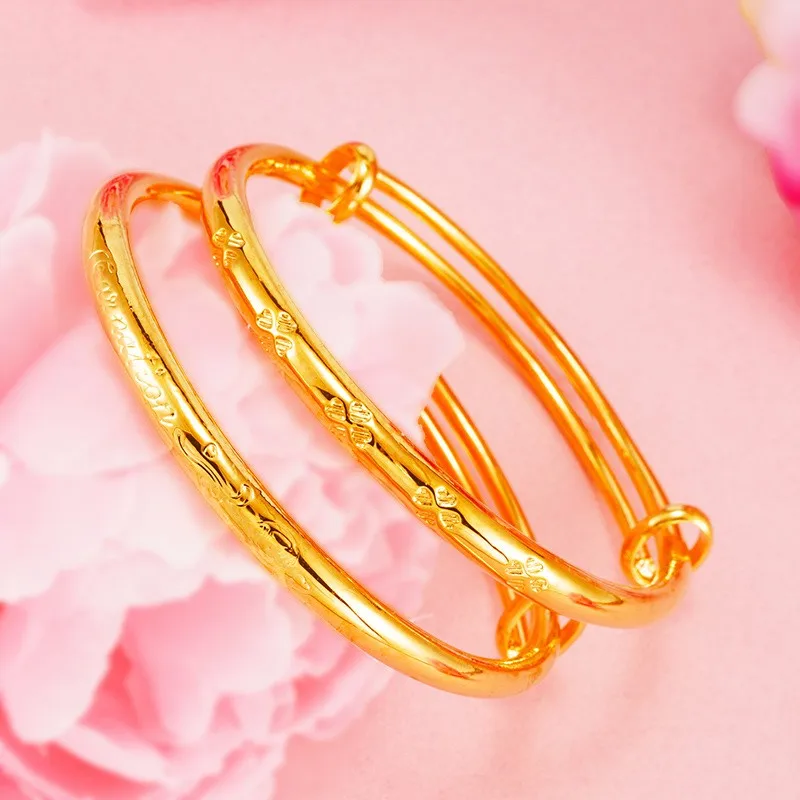 Золотой браслет с имитацией золота 999 пробы позолоченный из цельного 24 карата