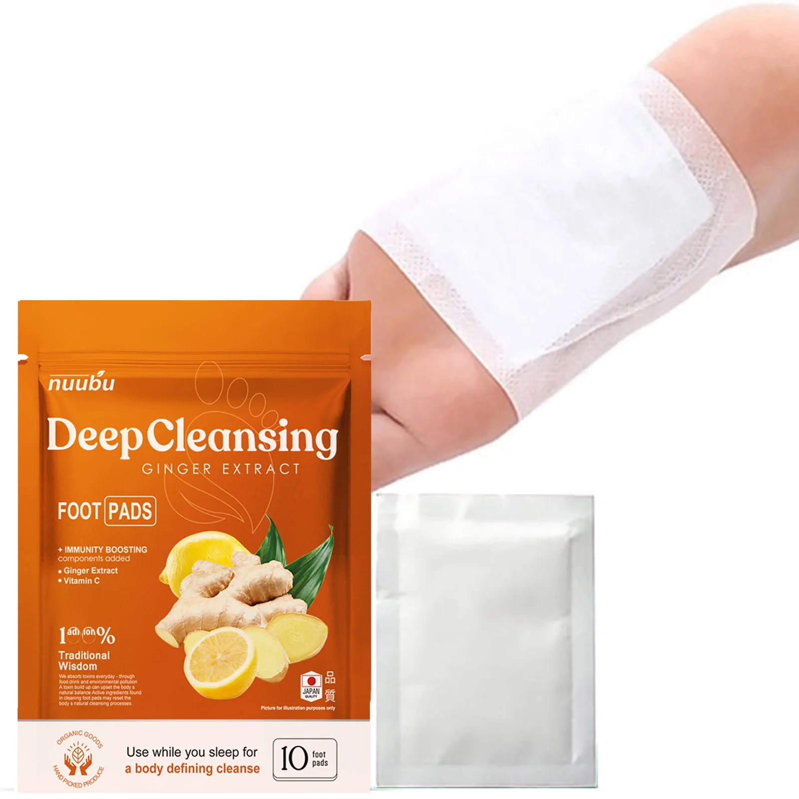 

10PCS Ginger Foot Pads 10 Pieces Foot Care Ginger Foot Pads Body Care Sleep Better Natural Ingredients Pad for Feet Cares