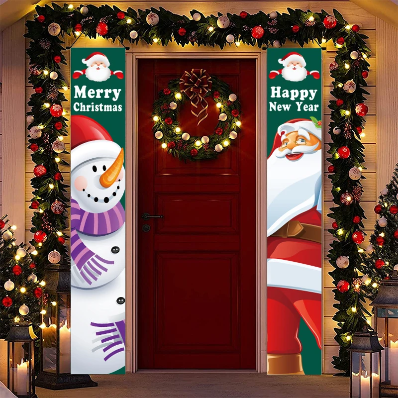

2023 Christmas Door Decoration Merry Christmas Banner Decor For Home Hanging Christmas Ornament Navidad Happy New Year Gift