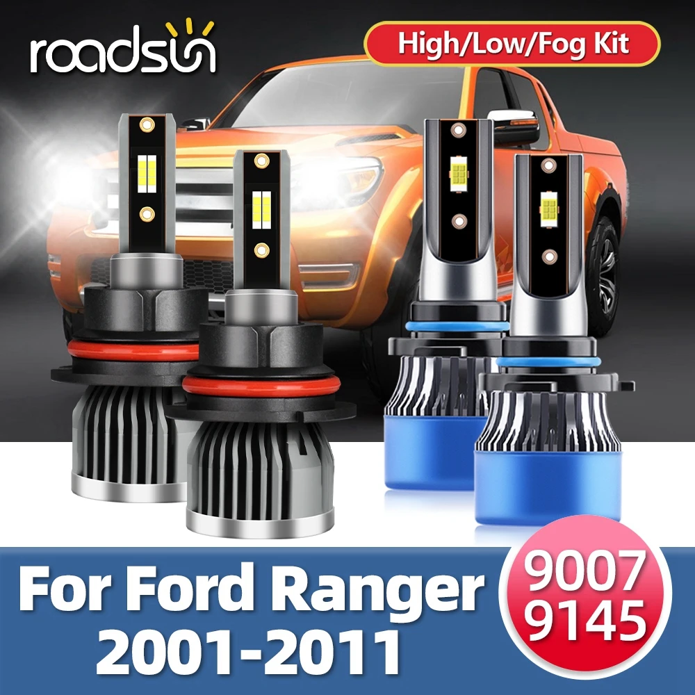 

Roadsun Led Headlights Csp Chips Bulbs 110W 16000LM Fog Light Lamps For Ford Ranger 2001 2002 2003 2004 2005 2006-2011 Replace