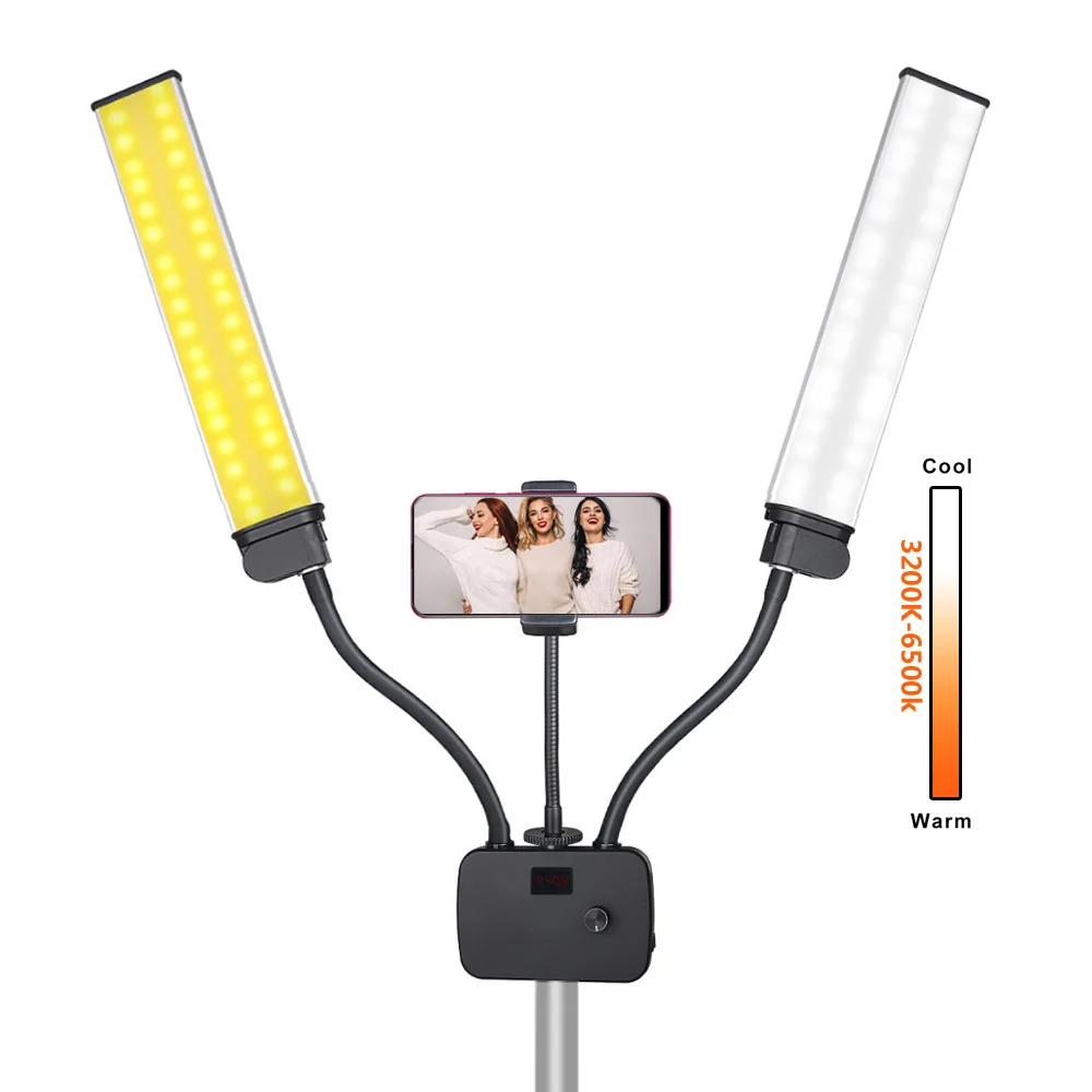 Осветительная двухсторонняя фотография MAMEN с держателем для телефона, лампа для прямой трансляции видео YouTube