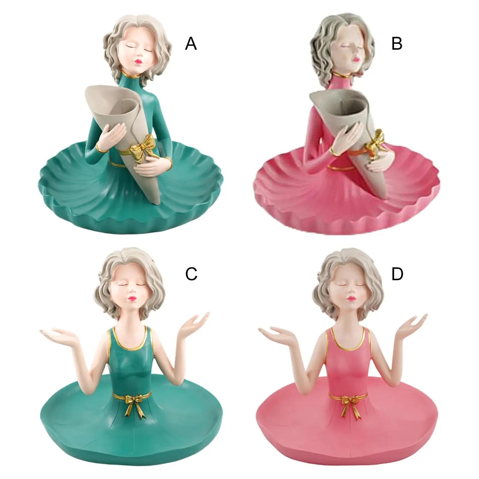 

Статуя девочки с подносом для юбки, коллекционные предметы, подарки из смолы, фигурки для девушек, для удержания помады, безделушки, Кисть дл...