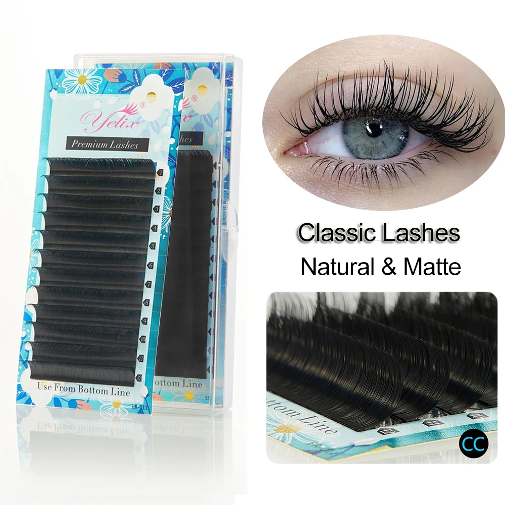 

Ресницы Yelix индивидуальные из матового шелка, высококачественные классические накладные ресницы, корейские накладные ресницы для професси...