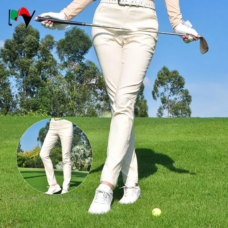 

MY Female Golf Long Trousers Ladies High Waist Slim Golf Pants Quick Dry Sweatpants Girls Windproof Printed Sports Pants