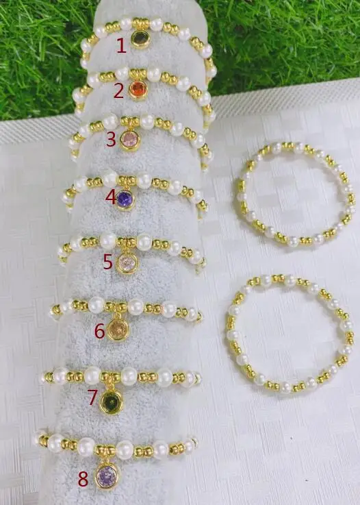 

1 шт. Подвеска из микрозакрепленного медного стекла, позолоченные бусины, эластичный браслет из ниток для девочек, женщин, подарок srg4