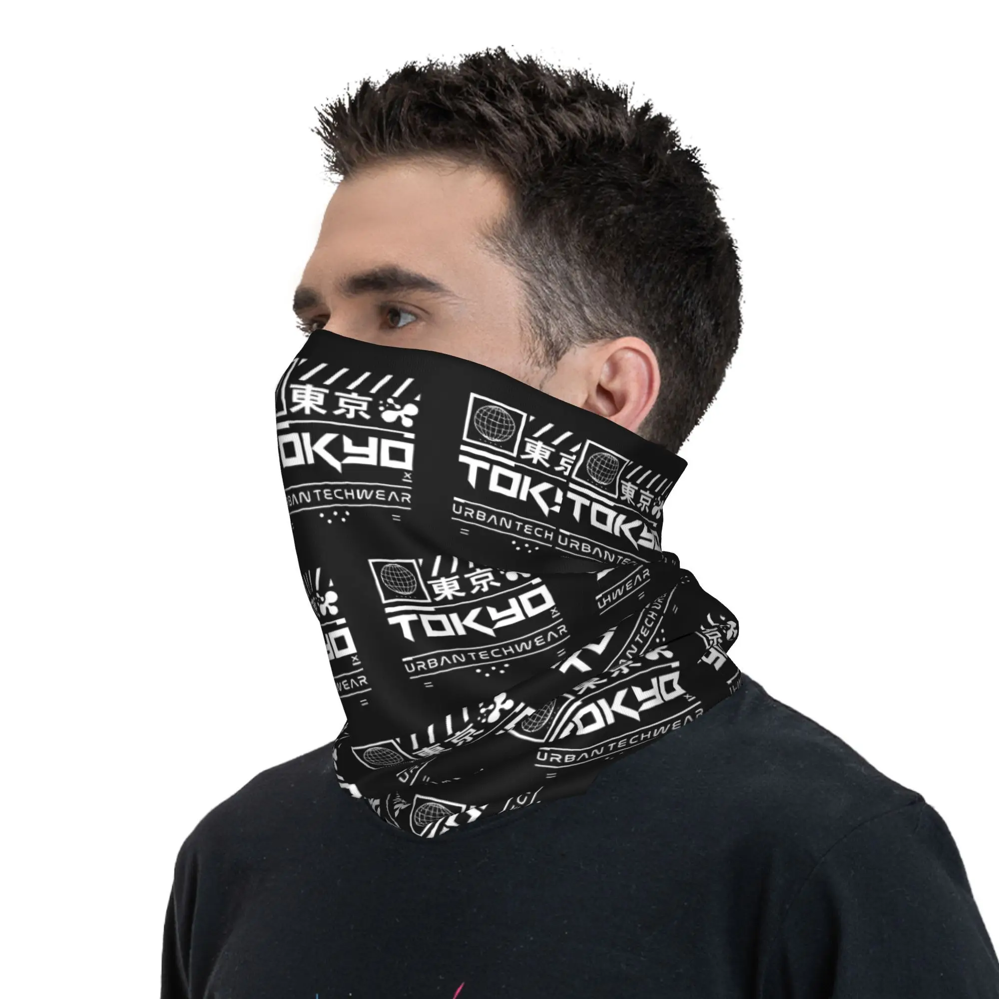 Custom Japanese Tokyo Bandana Neck Gaiter for Ski Hunting Men Women Wrap Scarf Balaclava Warmer
