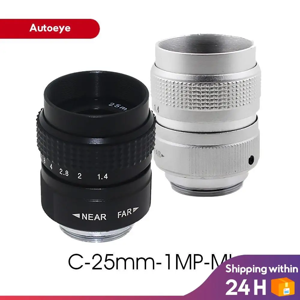 

Megapixel C Mount 1MP 25mm Manual Iris Lens for HD CCTV Security DSLR Camera F1.4 1/2" inch Image Format Size Metal Siver Black