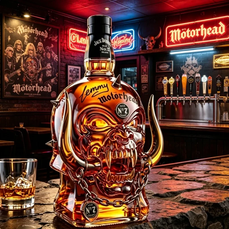 Фото Декантер для виски Motorhead Snaggletooth Warpig в форме черепа, стеклянная бутылка, диспенсер для алкоголя в стиле хэви-метал рок-группы, декор для бара, подарок №2